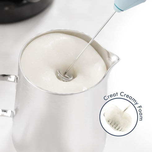 Powerful Handheld Milk Frother, Mini Whisk Drink Mixer for Coffee, With Stand, Cappuccino, Latte, Matcha, Hot Chocolate