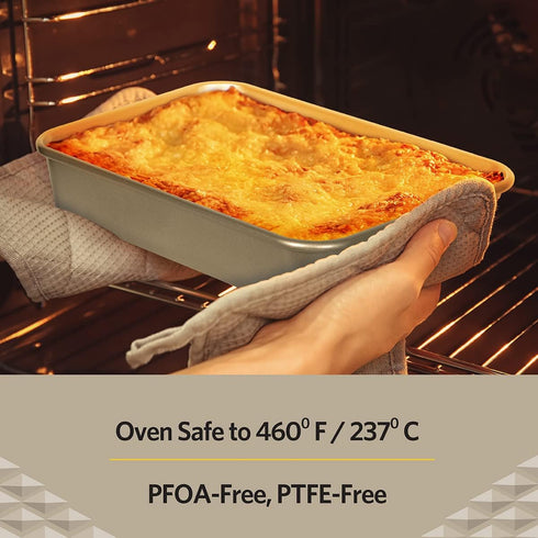 Glad Nonstick Baking Pan - Oblong Metal Dish for Cake and Lasagna, Heavy Duty Carbon Steel