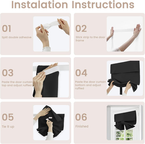 Small Door Curtain Privacy Thermal Insulated Blackout Curtain, 1 Panel for Small Window/Front Door, W26 x L20, Black