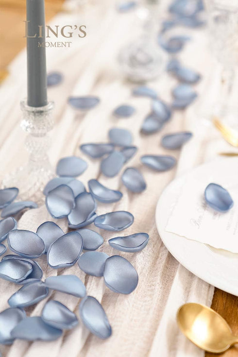 Ling's Moment Silk Rose Petals for Wedding - Dusty Blue Baby Blue, 200pcs for Aisle, Flower Girl Baskets, Table