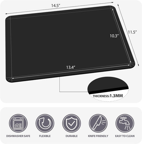 WK Extra Thick Foldable Cutting Boards with Lip, Flexible Plastic Mats for Kitchen, Non-Slip, BPA Free, Dishwasher