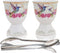NobleEgg Vintage Style Porcelain Egg Cups for Soft Boiled Eggs with Stainless Steel Spoons