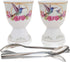 NobleEgg Vintage Style Porcelain Egg Cups for Soft Boiled Eggs with Stainless Steel Spoons