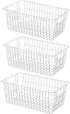 SANNO Large Freezer Baskets Metal Storage Organizer Bin Basket, Wire Storage Basket for Kitchen Pantry Bathroom, Set of