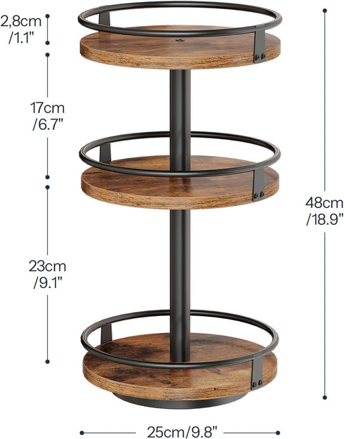 3-Tier Countertop, BF09TL01 HOOBRO Lazy Susan Organizer, Rotating Spice Rack, Turntable Spice Rack, Vertical Storage