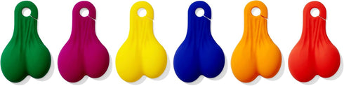 Wine Nutz, 6pcs Silicone Wine Glass Charms/Markers for Cocktails, Martinis, Rainbow Funny Gift
