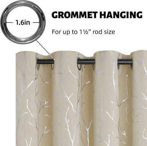 BUHUA Grommet Top Window Drapes for Living Room Bedroom, Energy Saving Room Darkening Curtains, 42W x 72L, 2 Panels,