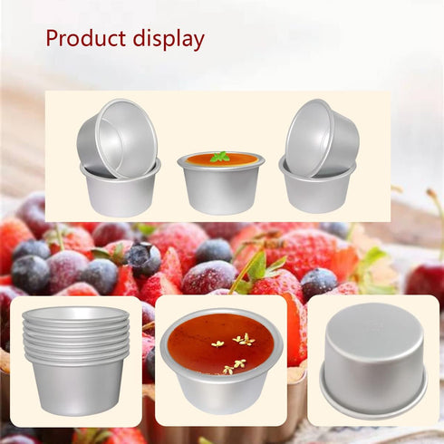 Pudding Cups Molds, Individual Popover Pan, 8 Pieces Aluminium Baking Maker (3.74 x 2 x 2.87 Inch)