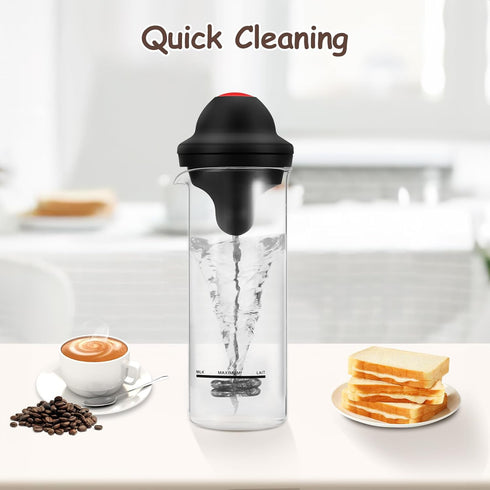 SHANGSKY Milk Frother Handheld with Stand, Battery Operated Coffee Frother for Cappuccino, Latte, Hot Chocolate, 17 oz