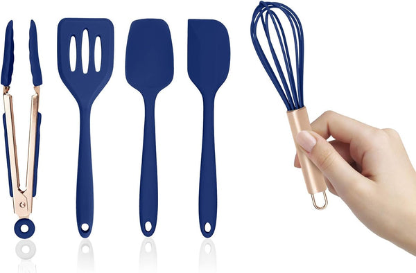 COOK WITH COLOR Silicone Cooking Utensils, Kitchen Utensil Set, Easy to Clean