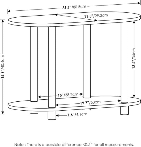 Furinno Turn-N-Tube No Tools Modern Oval Side Table, Bauhaus Oak/Beige