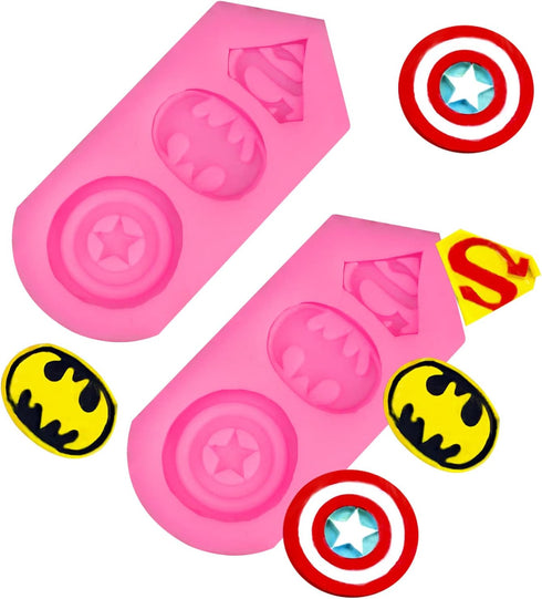 2 Pieces Superhero Silicone Mold, Cookie Fondant Molds, Candy Chocolate Fondant Molds.