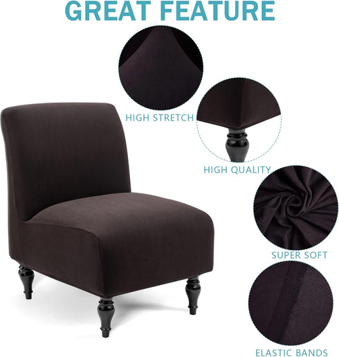 Armless Iauddy Accent Slipper Chair Cover Slipcover,Stretch Spandex Removable Non-Slip Silp Cover for Accent Chair
