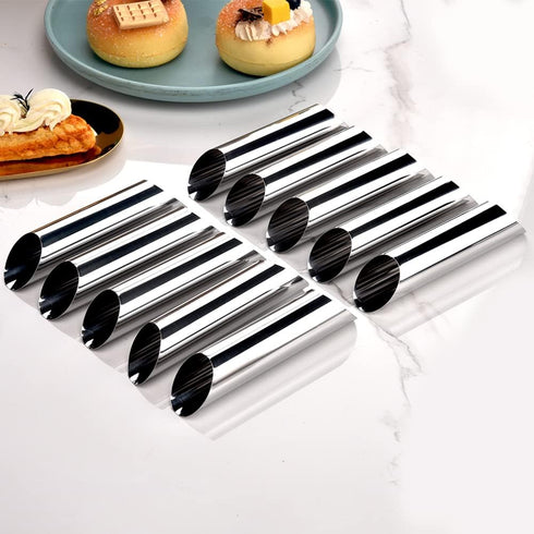 Guowall Cream Horn Mold, Stainless Steel Ice Cream Cone Mold and Tubular Shaped Reusable Pastry Mould for Baking, DIY Baking Tool for Cannoli Tubes Croissant Baking Brioche Rolls (21pcs)