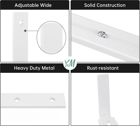Y&M 2 Pack Adjustable Planter Box Brackets (6 to 12.5 in), Heavy Duty Iron Universal Window Box Wall Mounting Hooks for