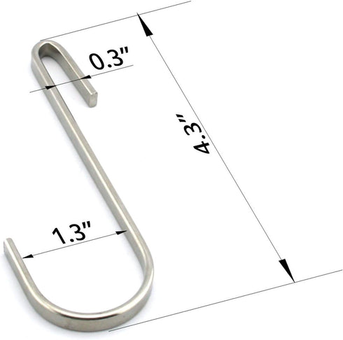 Flat Style Premium Stainless Steel S Hook, Universal Pot Rack Hooks, Set of 10 for Kitchenware