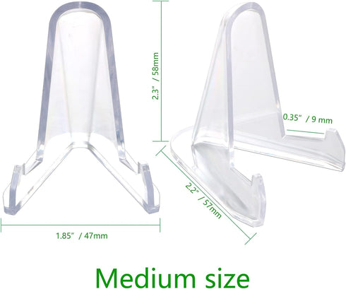 24 Packs Card Stands for Displaying Graded Cards, Challenge Medals, and Casino Chips (2.3 Inch Tall, Clear)