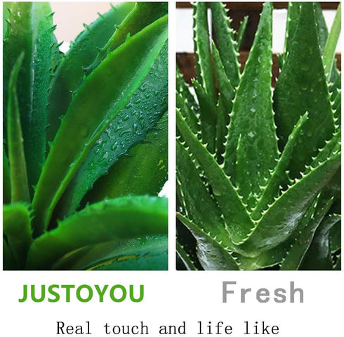 JUSTOYOU Large 12.5" Artificial Succulents Aloe Plants, Real Touch Fake Flowers for Home Arrangement