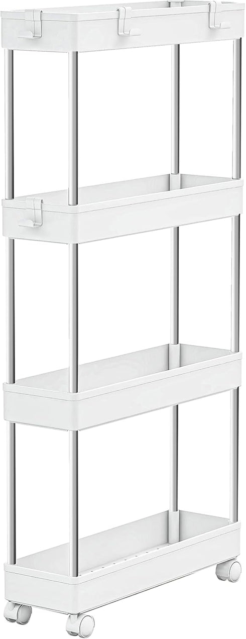 MELDEVO 4 Tier Slim Storage Cart Mobile Shelving Unit Organizer Slide Out