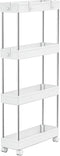 MELDEVO 4 Tier Slim Storage Cart Mobile Shelving Unit Organizer Slide Out