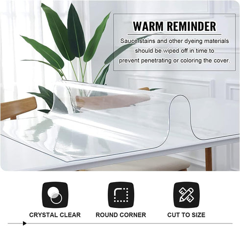 14 60 Inch 2mm Royhom Clear Table Protector x - Thick Plastic Table Cover, Clear Table Cover Protector Rectangle