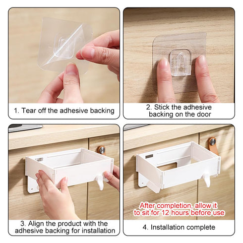 MiOYOOW Foldable Trash Bag Holder, Hanging Waste Garbage Can Rack Magnetic Closure Waste Bag Hanger Racks with Fixing