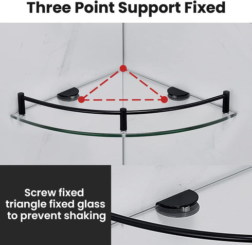 2 Pack Glass Shelf Bathroom Floating Shower Corner Shelves Shampoo Holder with Rail Wall Esquinero para Bao for Inside