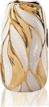 OTARTU Cream White Ceramic Vase for Flowers, Gold Flower Vase Modern Home Decor, Small Ceramic Vase for Pampas Grass