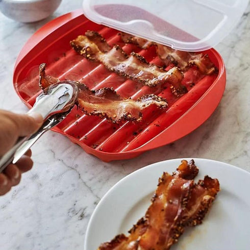 Tookie Microwave Bacon Tray with Splatter Lid, Microwave Bacon Cooker Make Crispy Bacon in few Minutes, Quick