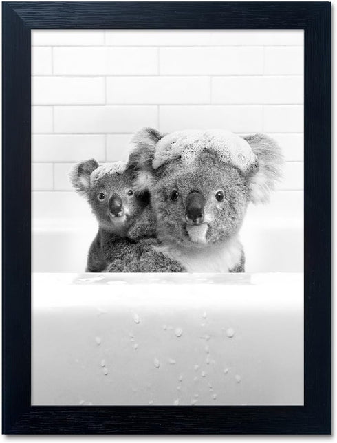 Yecohom Art Black and White Bathroom Decor Animals Koalas Wall Art Funny Animal Pictures