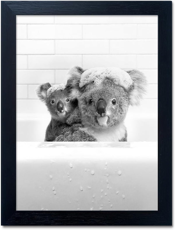 Yecohom Art Black and White Bathroom Decor Animals Koalas Wall Art Funny Animal Pictures
