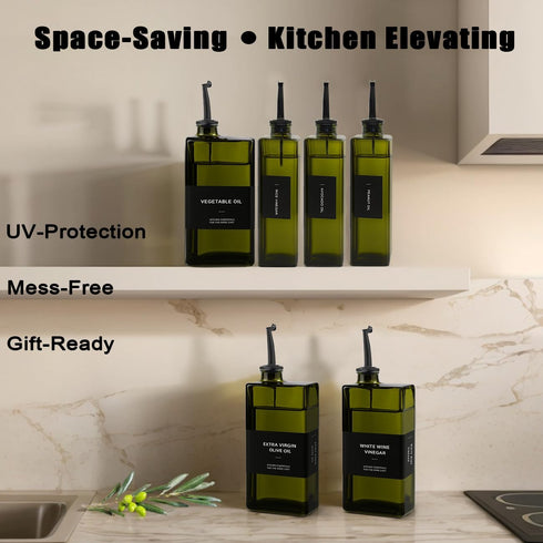Gelury 16.9oz, Set, Countertop 2pcs) Olive Oil Dispenser Bottle for Kitchen UV-Blocking Oil and Vinegar Dispenser Soy