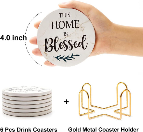 Set 6 Pack Set Housewarming Gifts for New Home Coasters Farmhouse Coffee Table Decor of Ceramic Cup Coaster Modern