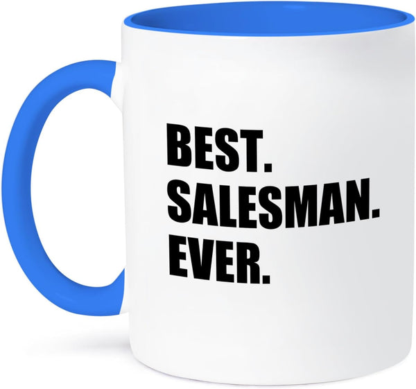 3dRose mug_185017_6 Best Salesman Ever - Fun Gift for Great Salesmen - Two Tone Blue Mug, 11oz