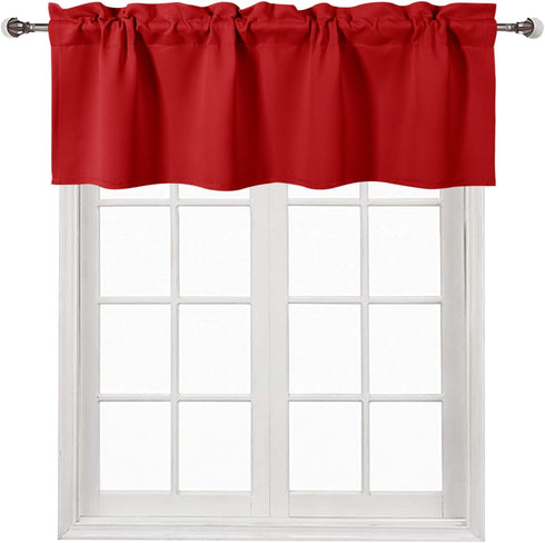 DWCN Red Christmas Valance Curtains for Windows, 52 x 18 inch, Rod Pocket Blackout, 1 Panel for Kitchen Bedroom
