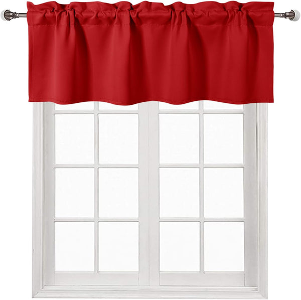 DWCN Red Christmas Valance Curtains for Windows, 52 x 18 inch, Rod Pocket Blackout, 1 Panel for Kitchen Bedroom
