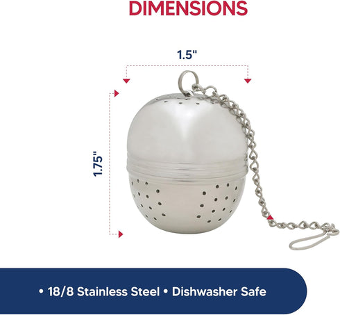 HIC Loose Tea Leaf Tea Strainer and Herbal Infuser, 18/8 Stainless Steel, 1.75-Inch Pierced Tea Ball