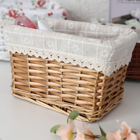 Rectangular Wicker Storage Basket & Bins Container, Organizer Box (Small)