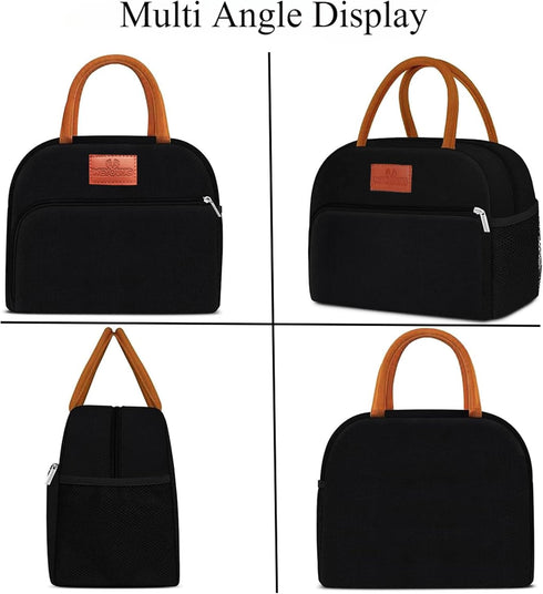 CCidea Insulated Lunch Bag for Men/Women, Small Leakproof Reusable Lunch Tote for Work/Office/Picnic/Travel - Black