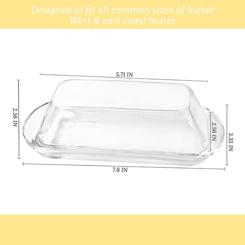 YOLCAR Countertop, Elegant Glass Butter dish with Lid, Dust-proof and Freshness-preserving Butter Keeper for Suitable