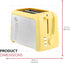 Holstein Housewares 2-Slice Toaster, Yellow/Stainless Steel with 7 Browning Control Settings for Bagels