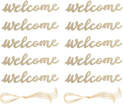 PRETYZOOM 10pcs Farmhouse Welcome Sign Cutout, Unfinished Letter Sign DIY Block Words for Home Wedding