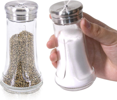 Salt & Pepper Shaker Set for Kitchen - 4 oz Clear Glass