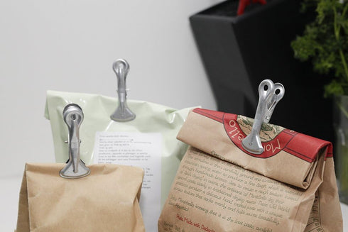 Kikkerland Galvanized Steel Industrial Bag Clips, Set of 6, Silver