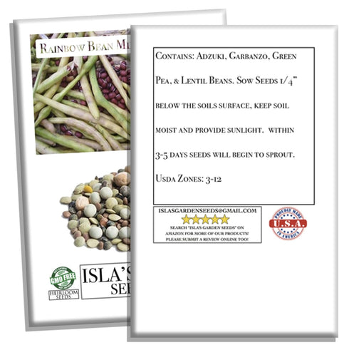 40+ Packet, Rainbow Bean Mix Sprouting Seeds, Adzuki, Garbanzo, Green Pea, & Lentil, Heirloom Seeds in Mixture Per Non