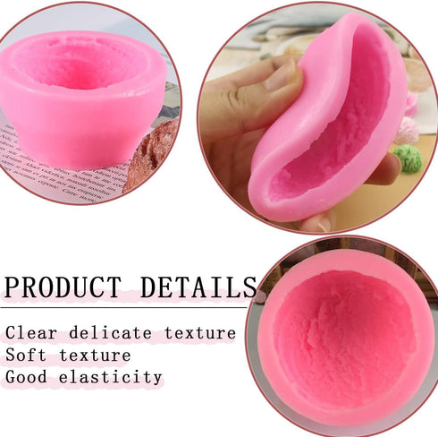 3 PCS 3D Ice Cream Ball Shape Silicone Molds, Semi Sphere Mold for Chocolate Pudding Cake Decoration