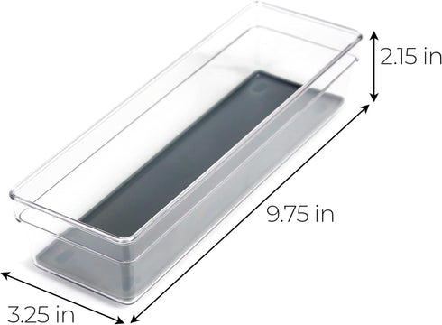 Smart Design Plastic Drawer Organizer, 9 x 3 Inch, BPA Free, Makeup Tray, Kitchen Storage Bin, Gray
