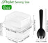 8 oz 50 Sets, Zezzxu Dessert Cups with Lids and Spoons, Square Plastic Dessert To-Go Containers with Dome Lids & Sporks