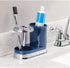 mDesign Decorative Bathroom Dental Storage Organizer for Electric Spin Toothbrush/Toothpaste - Navy Blue/Chrome