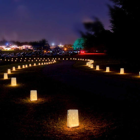Homemory Upgraded White Luminary Bags, Moisture-Proof Candle Bags with Stars Design for Wedding, Party, Christmas